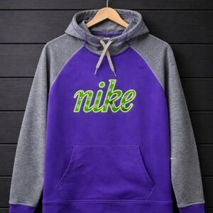 Nike Men's Purple and Gray Hoodie